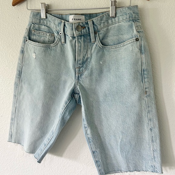 Frame L’Homme Cutoff Denim Shorts in Bluebell - Picture 4 of 7